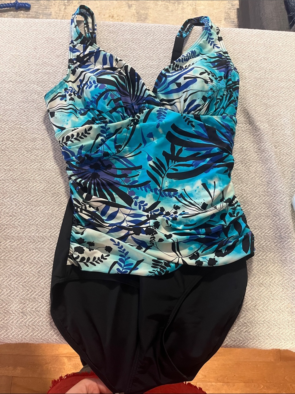 Women’s Blue Tropical Print bathing suit